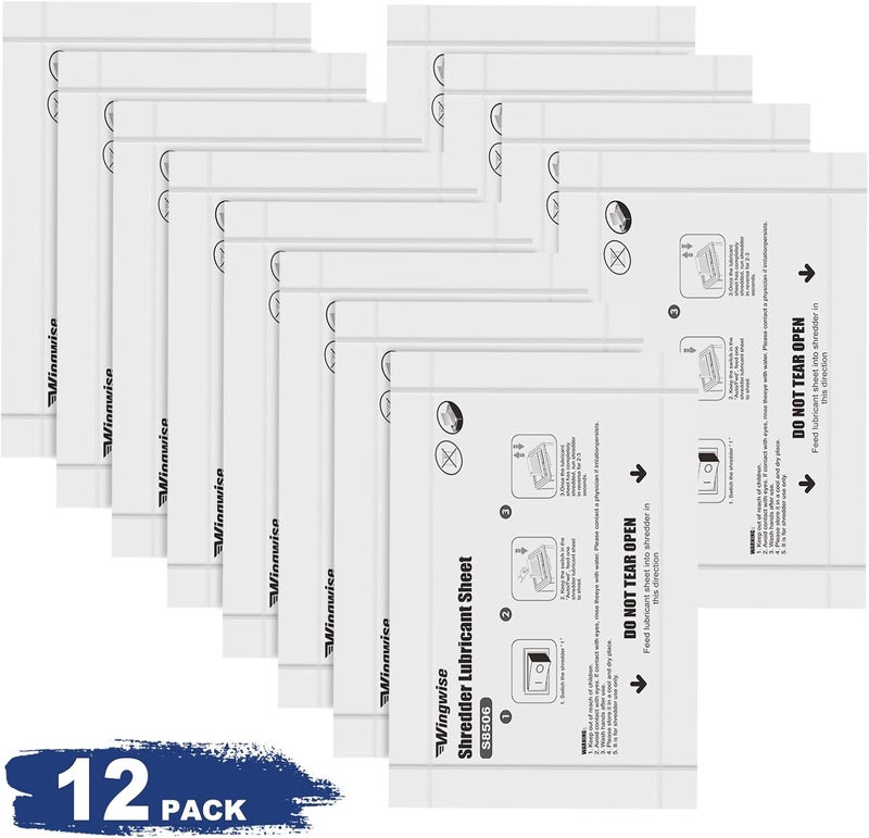 Wingwise 12-Pack Shredder Lubricant Sheets, 8.5 x 6 Inches, Sharpens Blades & Reduces Jams, Mess-Free Maintenance for All Shredders - Image 2
